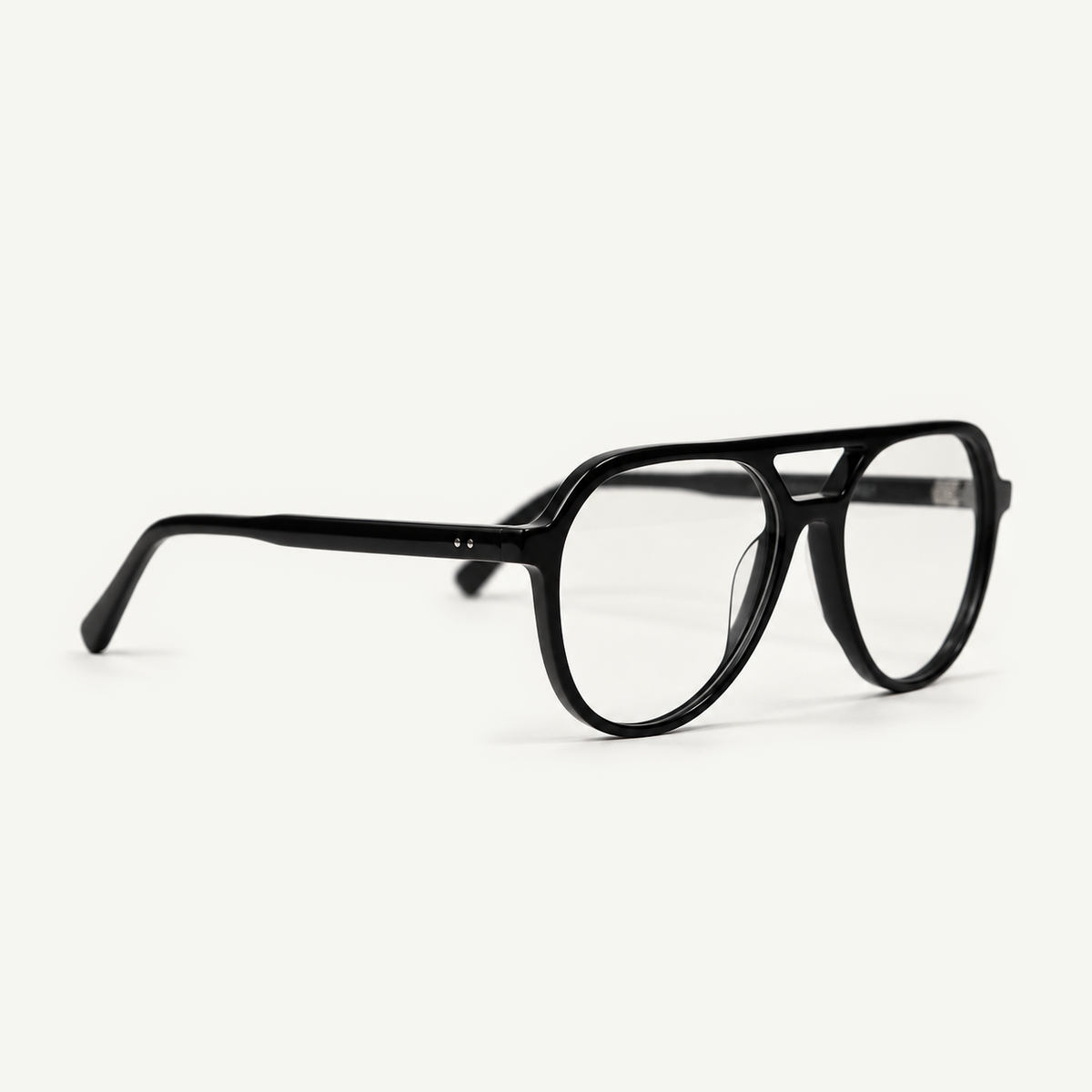 Occhiali da vista aviator neri in acetato italiano Gantis Goccia vista a tre quarti