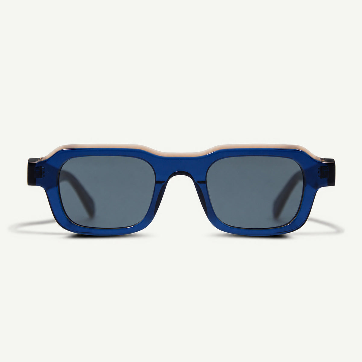 Occhiali da sole squadrati bold in acetato blu trasparente Gantis Luna vista frontale