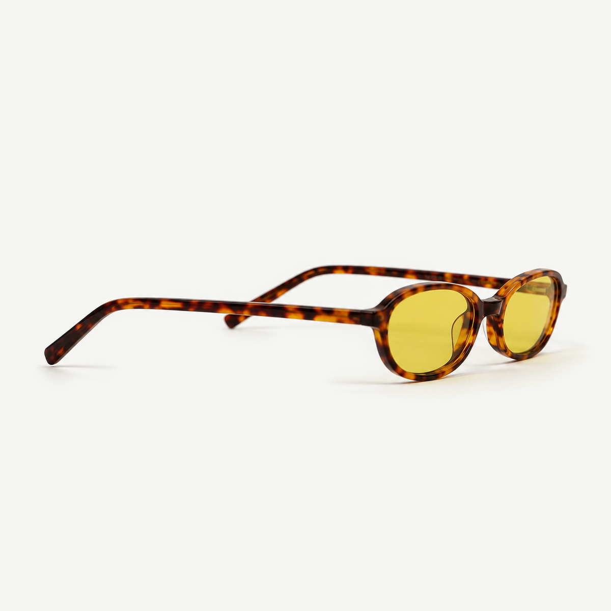 Occhiali da sole vintage tartarugati lenti gialle Gantis Sunset vista a tre quarti